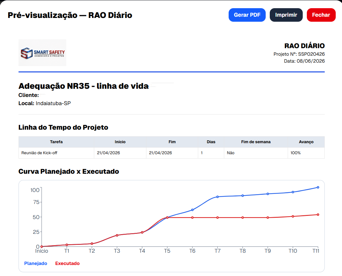 Passo 7 — Relatório imprimível assinado
